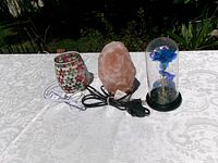 Overall view of three night lights on table