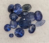 Group of loose blue sapphires displaying various cuts and sizes