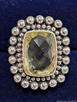 Top view showing lemon quartz and beaded silver setting