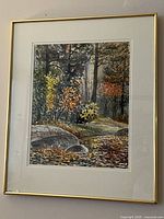 Framed watercolor artwork on wall showing full piece with mat and frame