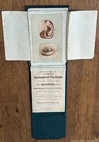 Closed portfolio opened to title page and sample ear & eye manikins