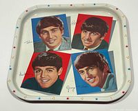 Front view of square Beatles portrait tray