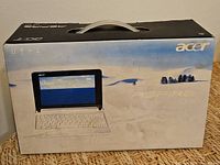 Front of original Acer Aspire One box with carry handle