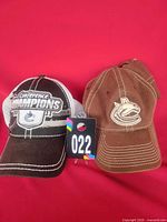 Both Vancouver Canucks hats side by side showing overall condition and logos