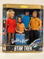 Front view of sealed Barbie & Ken Star Trek gift set box