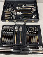 Entire opened case with both tiers of flatware visible