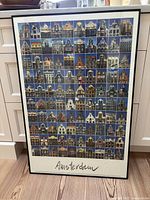 Front view of framed Amsterdam facades print
