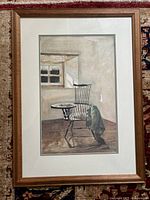 Full view of framed print showing image, mats, wood frame