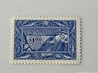 Front view of blue Canada $1 Fishing Resources stamp