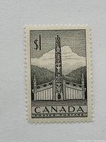 Front view of $1 1953 Canada Totem Pole stamp
