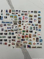 All stamps spread out showing variety and quantity