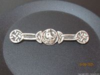 Full view of sterling silver Celtic bar brooch