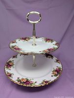 Front view of assembled two-tier stand showing pattern and structure