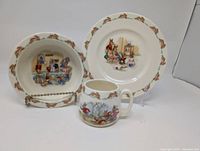 Plate, bowl and mug grouped front view