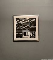 Full view of framed screen print on wall