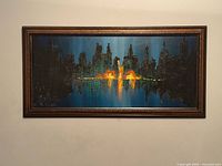 Full view of framed painting showing entire composition and frame