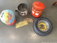 Group shot showing all six vintage items