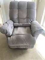 Front view of grey electric lift recliner chair
