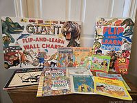 Overview showing all books, both charts and puzzle