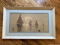 Full view of framed maritime painting