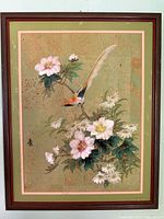 Full view of framed Chinese cork painting