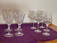 All 12 glasses showing both patterns grouped separately