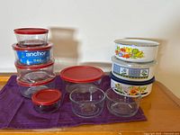 Group shot showing all glass and enamel containers