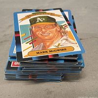 Stack of cards showing 1988 Donruss Diamond Kings Mark McGwire front card