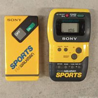 Front view of both Sony Sports radios showing branding and controls