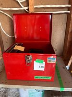 Open red Mastercraft toolbox front view