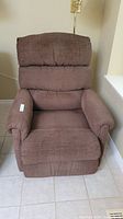 Front view of brown La-Z-Boy recliner