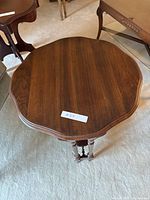 Top view of scalloped edge wooden end table