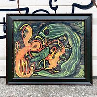 Front view of framed abstract painting