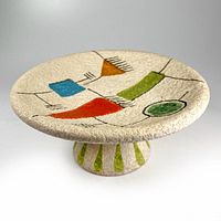 Angled view combines bowl surface and pedestal