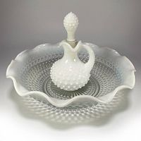 Bowl and cruet together showing pattern and form