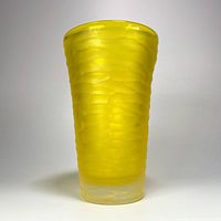 full view of yellow art glass vase