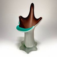 Front view showing three upward fingers, interior colors and satin finish