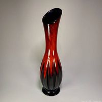 Full view of vase front showing shape and glaze colors