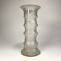 Front view of textured clear glass vase
