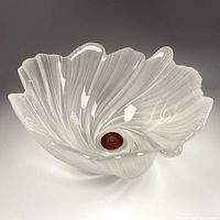 Top view of frosted floral crystal bowl showing petal shape and interior swirl