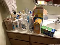 Wide view of all items on countertop