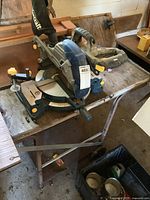 Overall view of Mastercraft miter saw on stand
