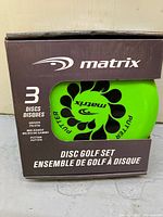 Front of boxed Matrix 3-disc set showing green putter through window