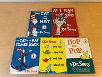 Front covers of all five Dr. Seuss hardcovers