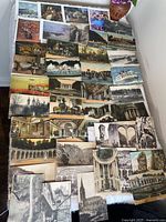 Full layout of all postcards on surface