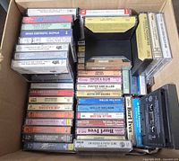 Box top view showing numerous cassette spines