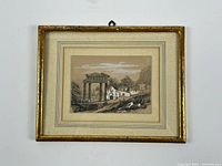 Full view of framed drawing showing entire frame and hanging loop