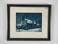 Framed etching overall view showing frame and mat