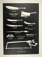 Full view of silkscreen print showing all butcher tools and title
