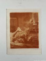 Full view of sepia dry pigment photograph on paper